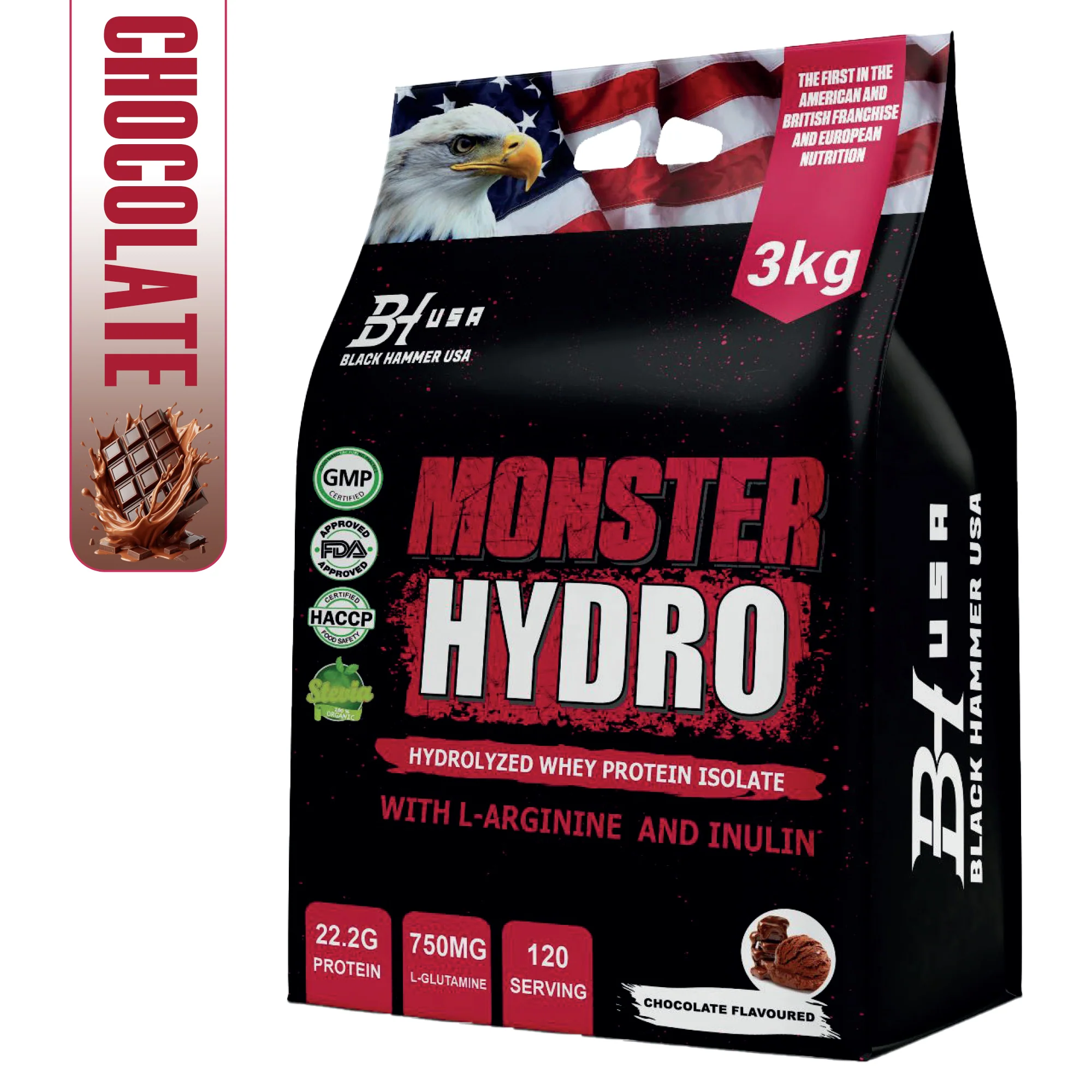 bhn-monster-hydro-chocolate BHN Monster Hydro Whey 3000g - Chocolate - Image 1